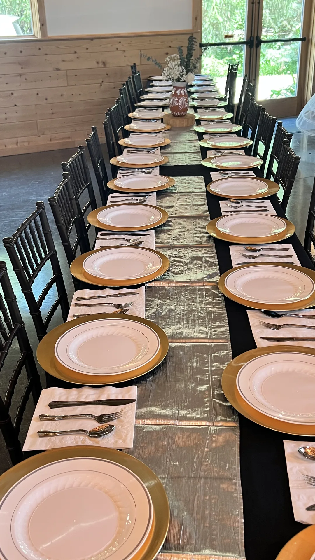 Reception table at sunset